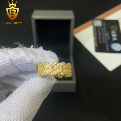 Weave-design iced-out ring