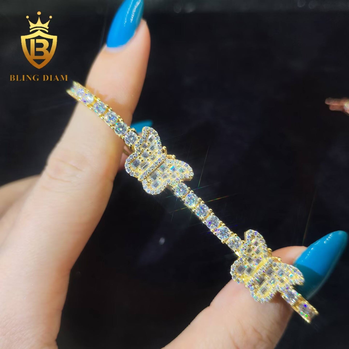 Plated Butterfly Moissanite Tennis Bracelet