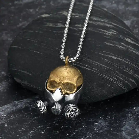 Gold Gas Mask Necklace