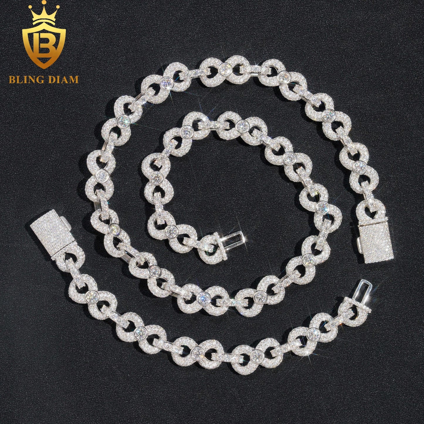 13mm 925 Sterling Silver moissanite chain