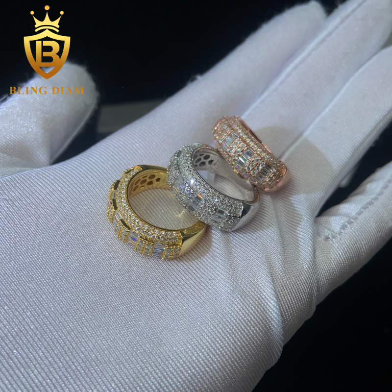 Iced-out moissanite ring