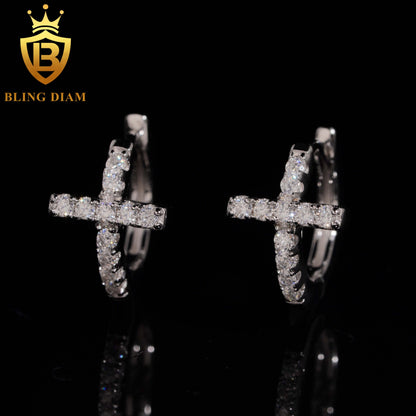 Iced-Out Moissanite Cross Stud Earrings