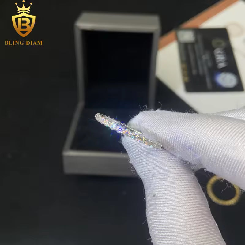 Iced-out moissanite ring