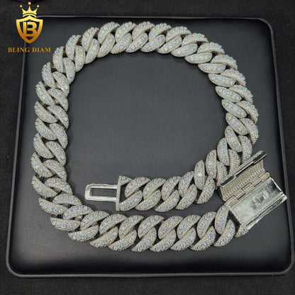 silver 22mm Vvs Moissanite Cuban Link Chain
