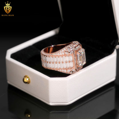 Emerald-cut iced-out ring