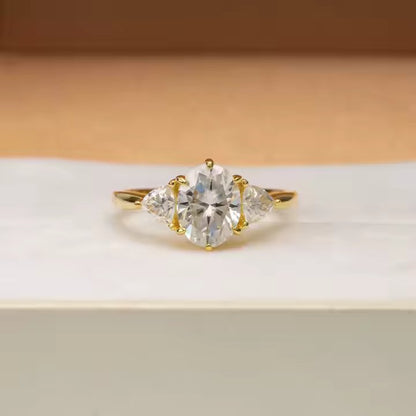 Three-Stone VVS Moissanite Engagement Ring - 925 Silver