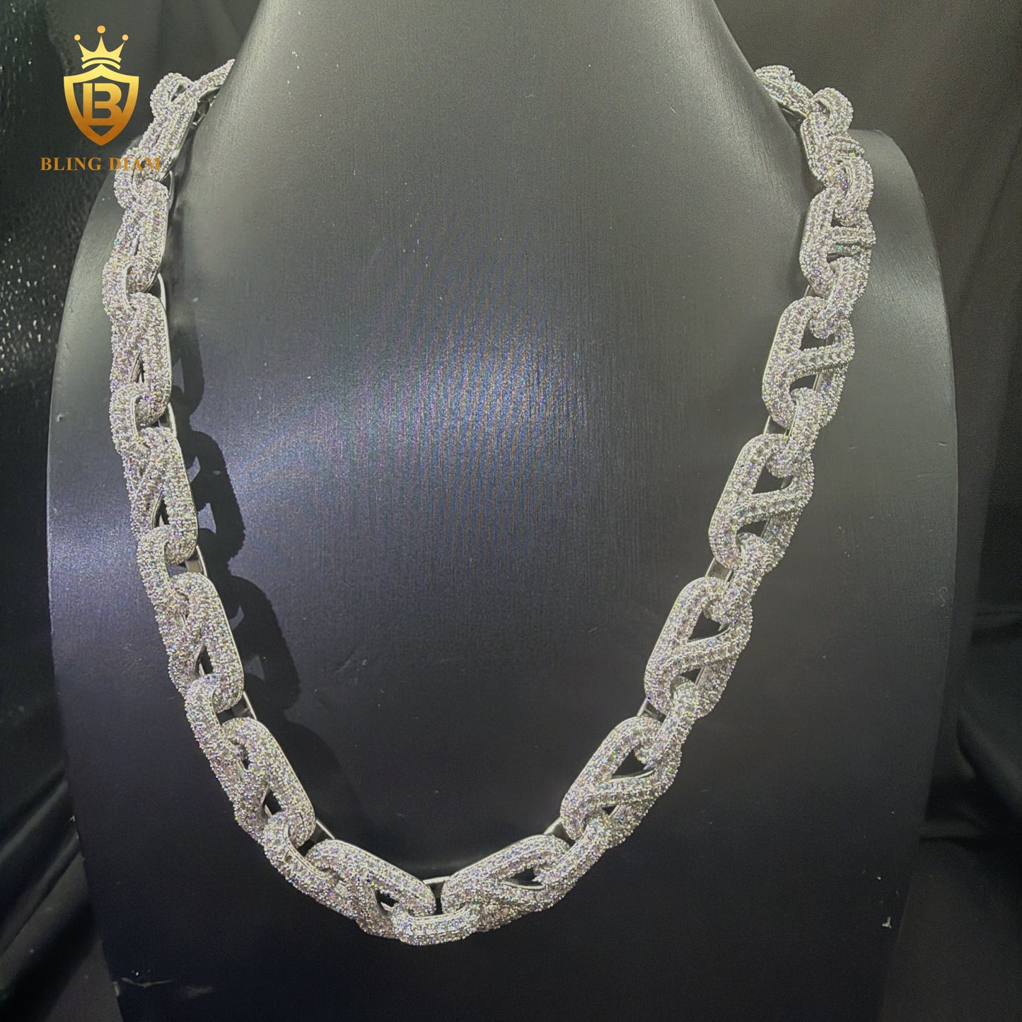Miossanite 15mm 925 Silver VVS chain
