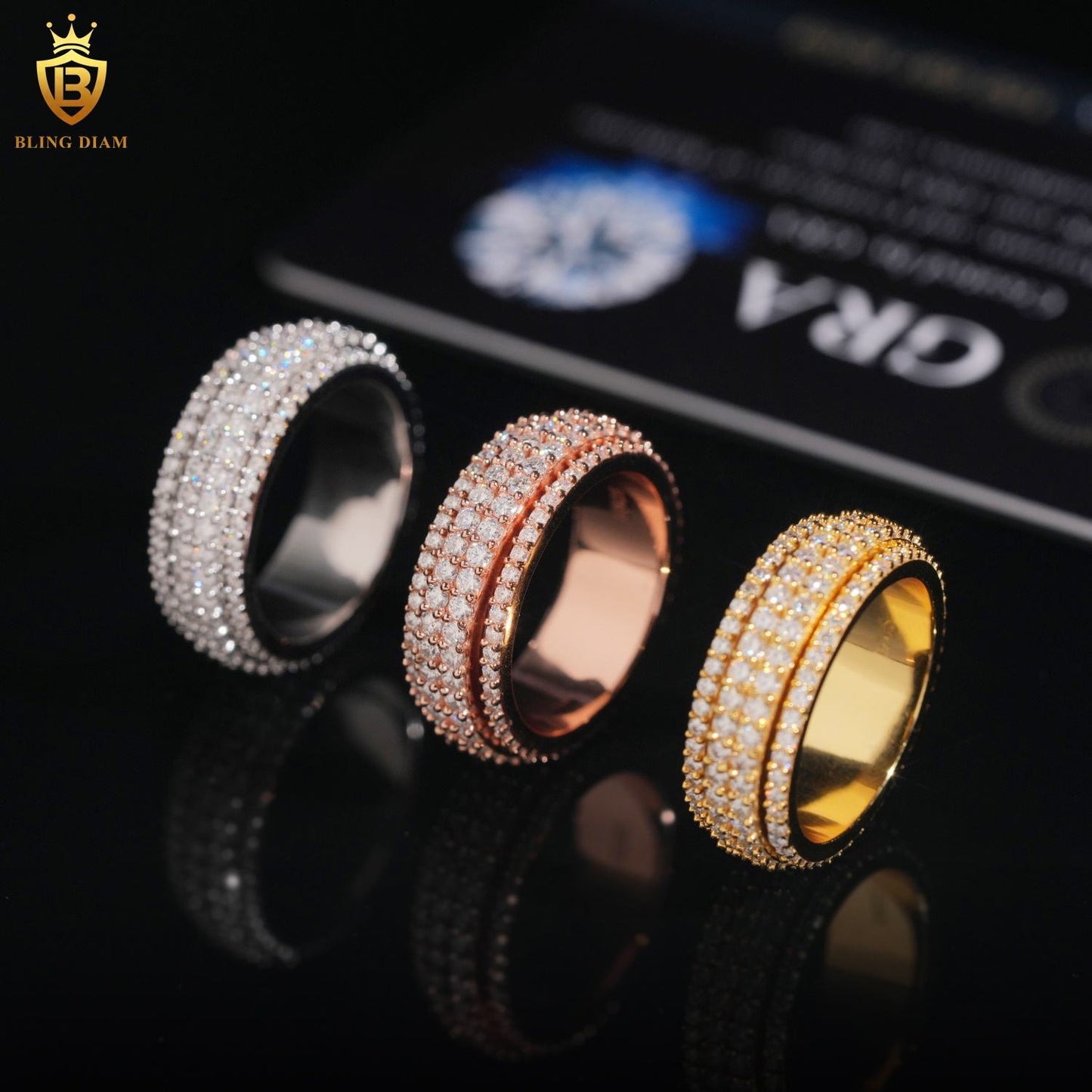 Rotating moissanite ring