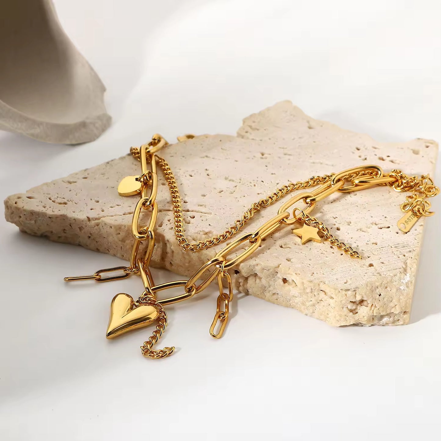 Heart Star Pendant Bracelet