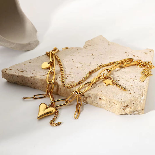 Heart Star Pendant Bracelet