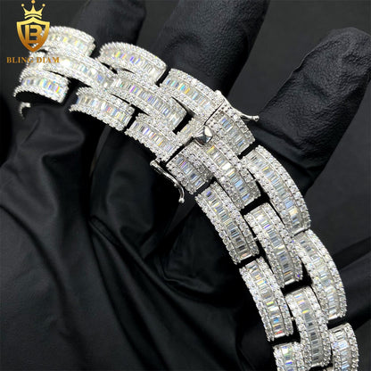 3 rows 925 sterling silver vvs moissanite chain