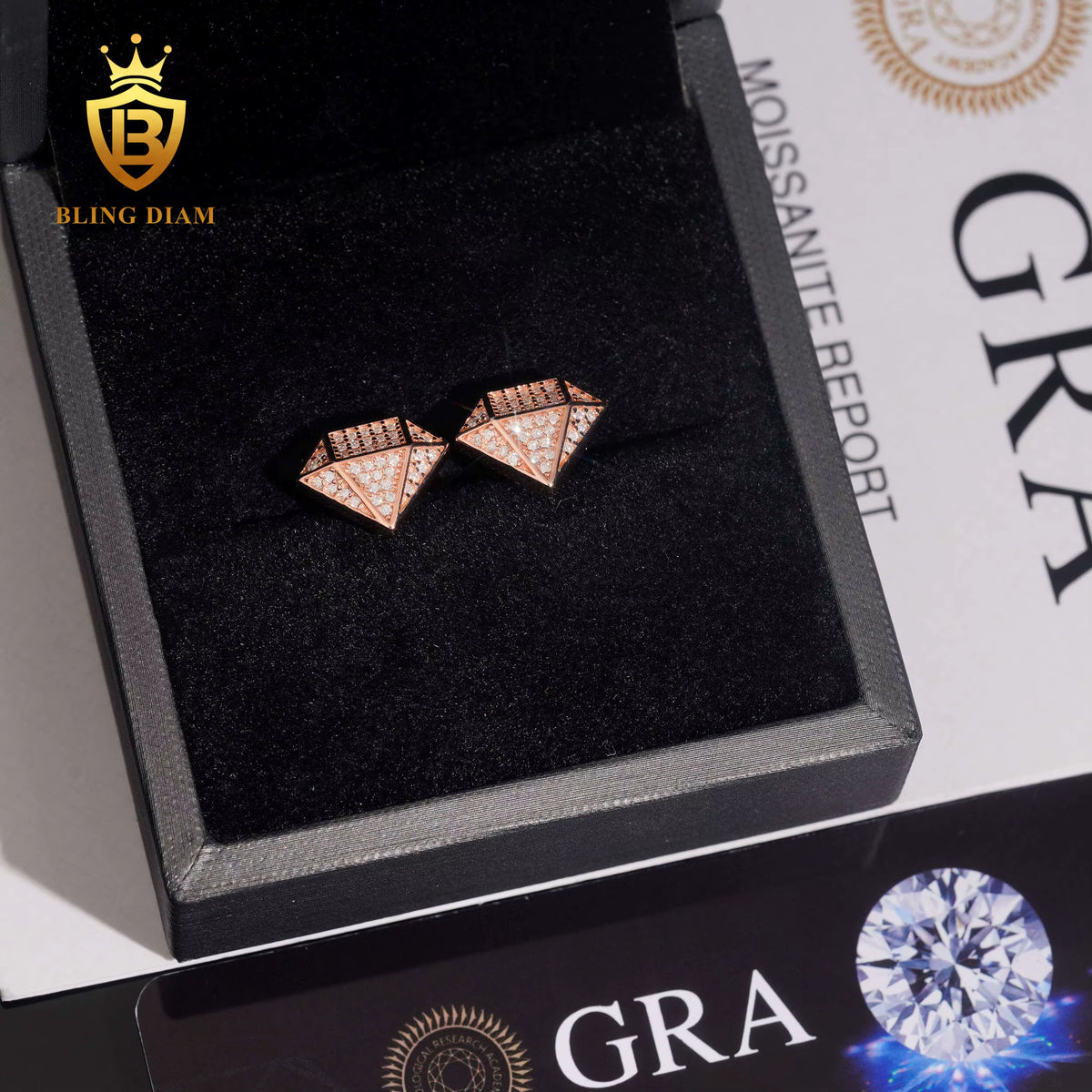VVS Diamond-Shaped Moissanite Stud Earrings