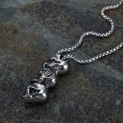 See No Evil Hear No Evil Speak No Evil Skull Pendant