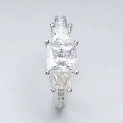 Wedding Ring - Princess Cut VVS Moissanite, Sterling Silver/Gold/Rose Gold