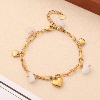 Heart Shape Charm and Natural Stone Bracelet