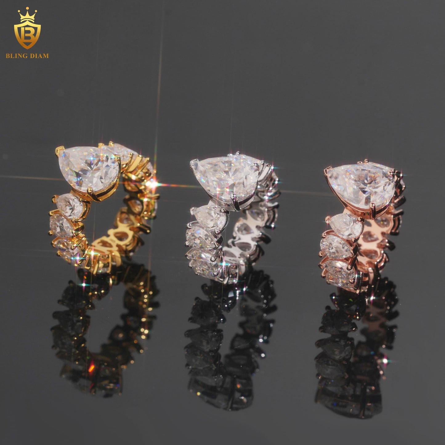 Pear-cut moissanite ring