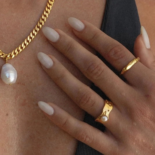 Plated Pearl Finger Rings