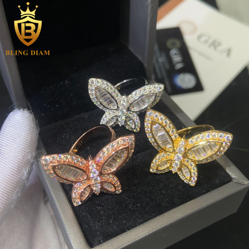 Butterfly-shape moissanite ring