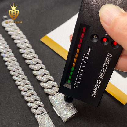 Raised Pointer Moissanite Cuban Link Bracelet