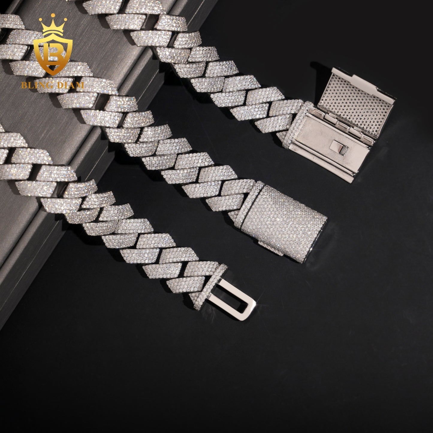 18mm 4 Rows sterling silver moissanite chain