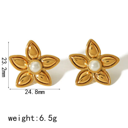 Pearl Flower Stud Earrings