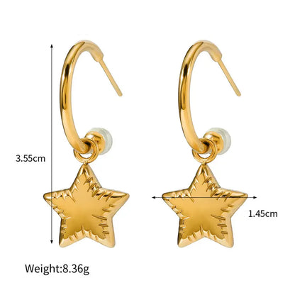 Heart-shaped Star Pearl Hoop Earrings