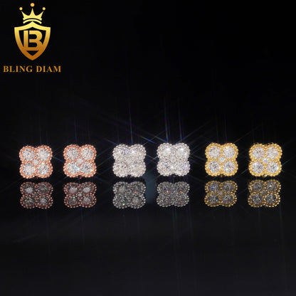 Four-Clover Cluster Moissanite Stud Earrings