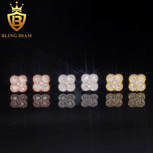 Four-Clover Cluster Moissanite Stud Earrings
