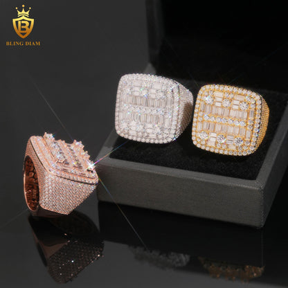 Baguette-cut iced-out ring