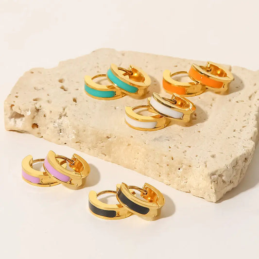 Geometry Hoop Huggie Earrings