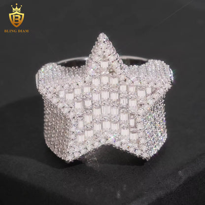 Star-design iced-out ring