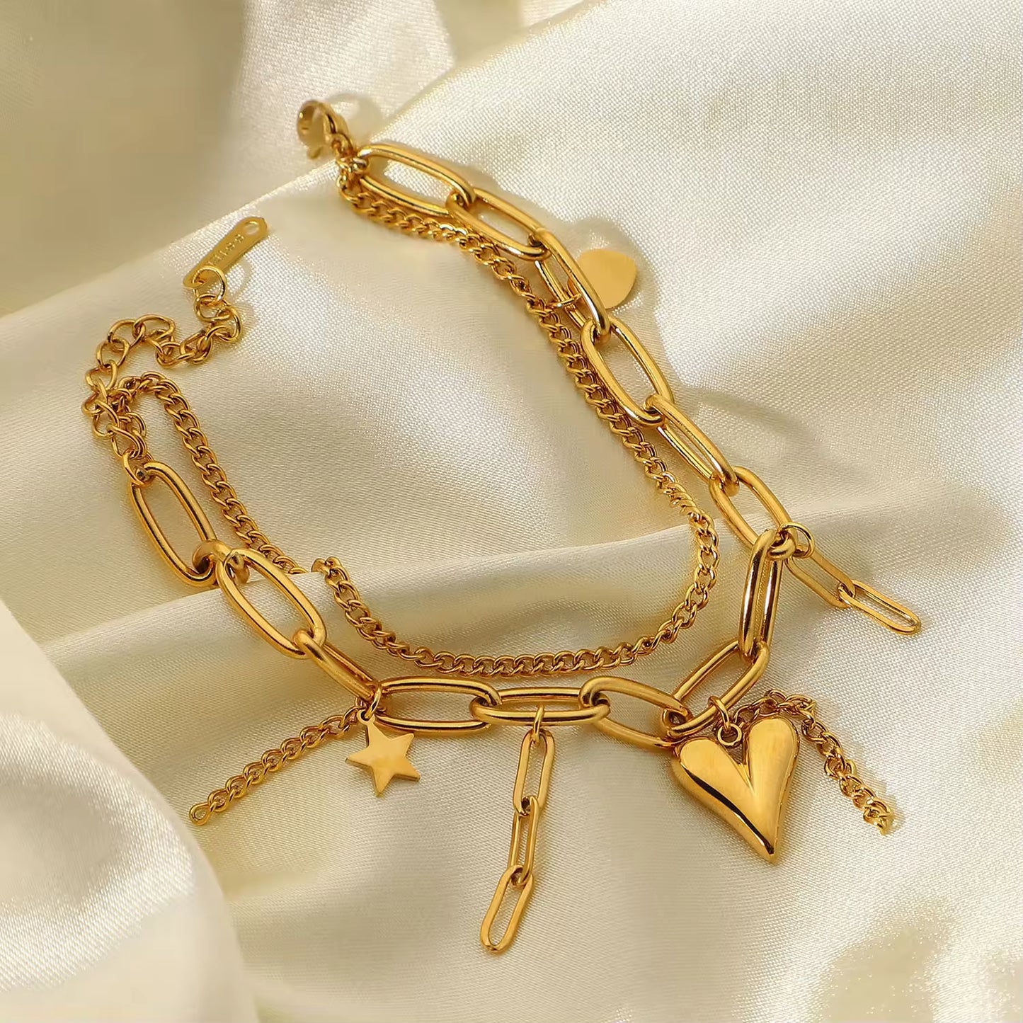 Heart Star Pendant Bracelet