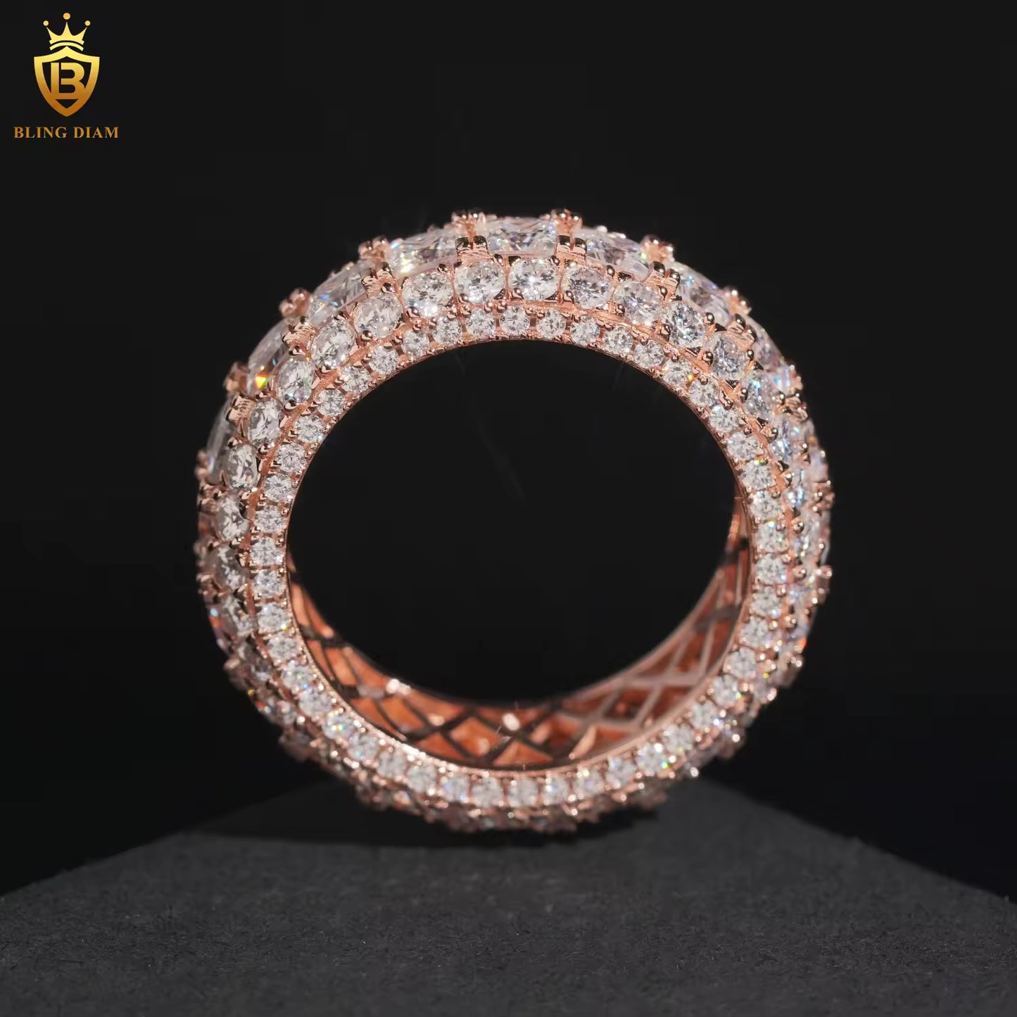 Square stone iced-out ring