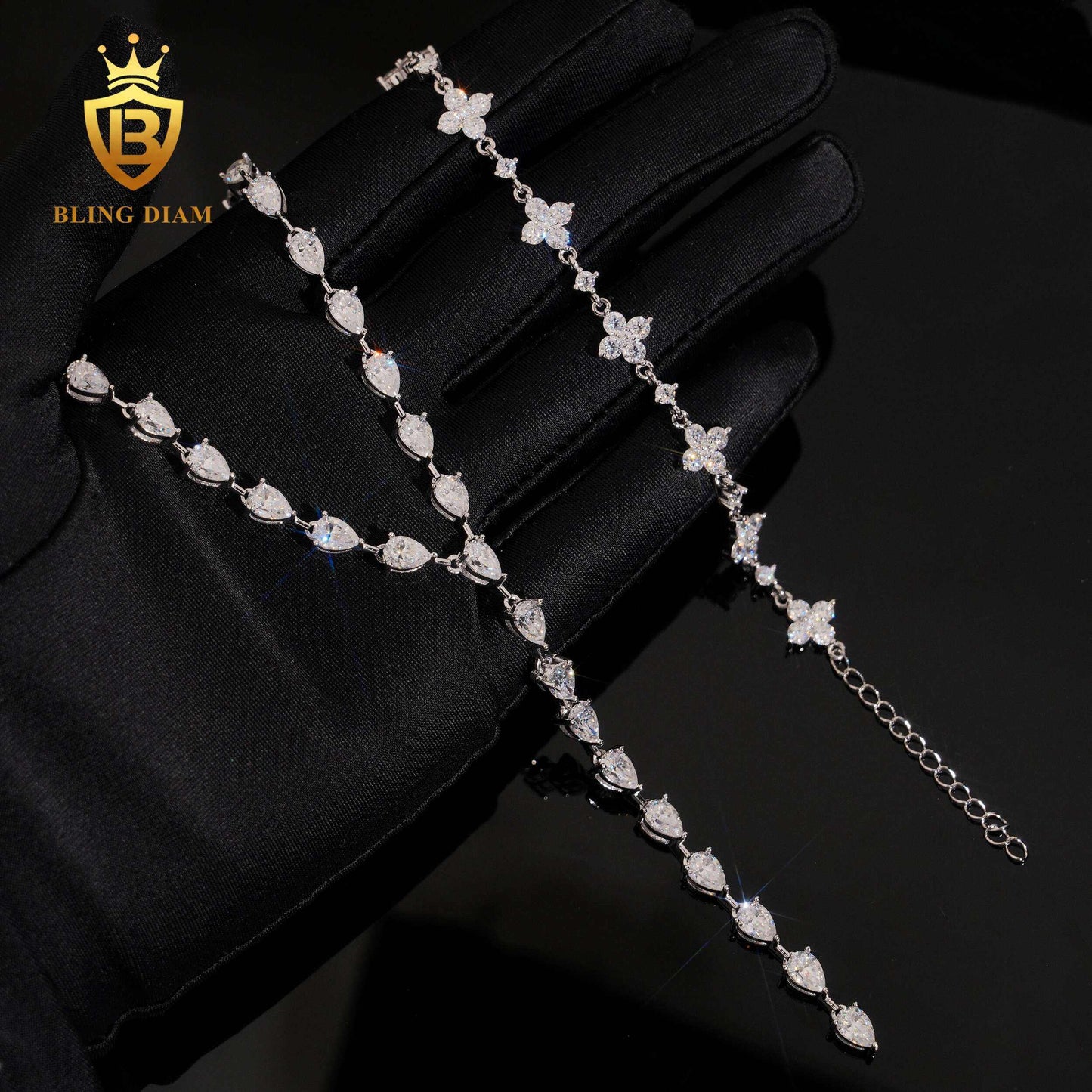 6mm sterling silver VVS Pear Cut Moissanite Tennis Chain