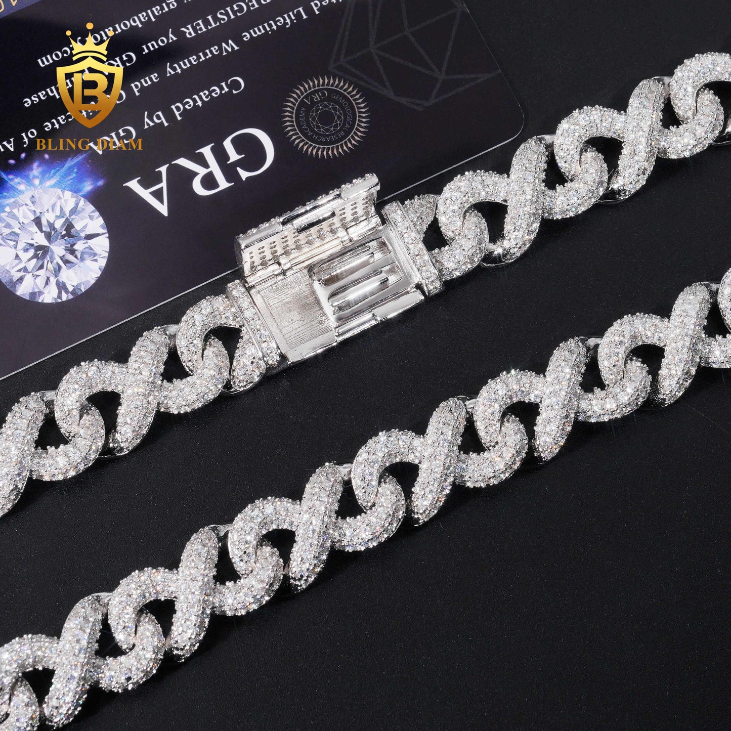 8MM VVS Moissanite sterling silver Cuban chain