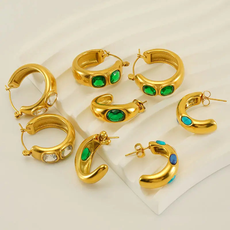 Green White Zircon Earrings
