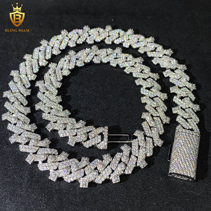 13MM 925 Silver Moissanite Cuban Link Chain