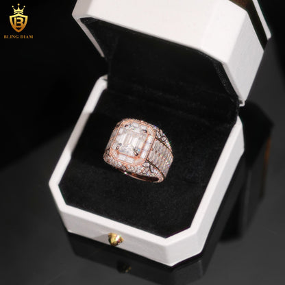 Emerald-cut iced-out ring