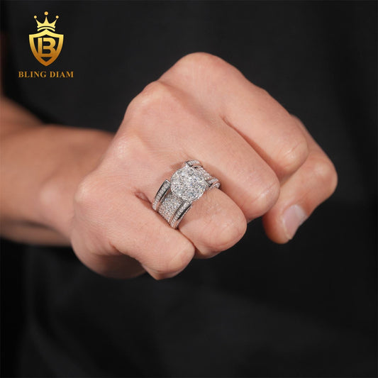 Iced Out Moissanite Ring