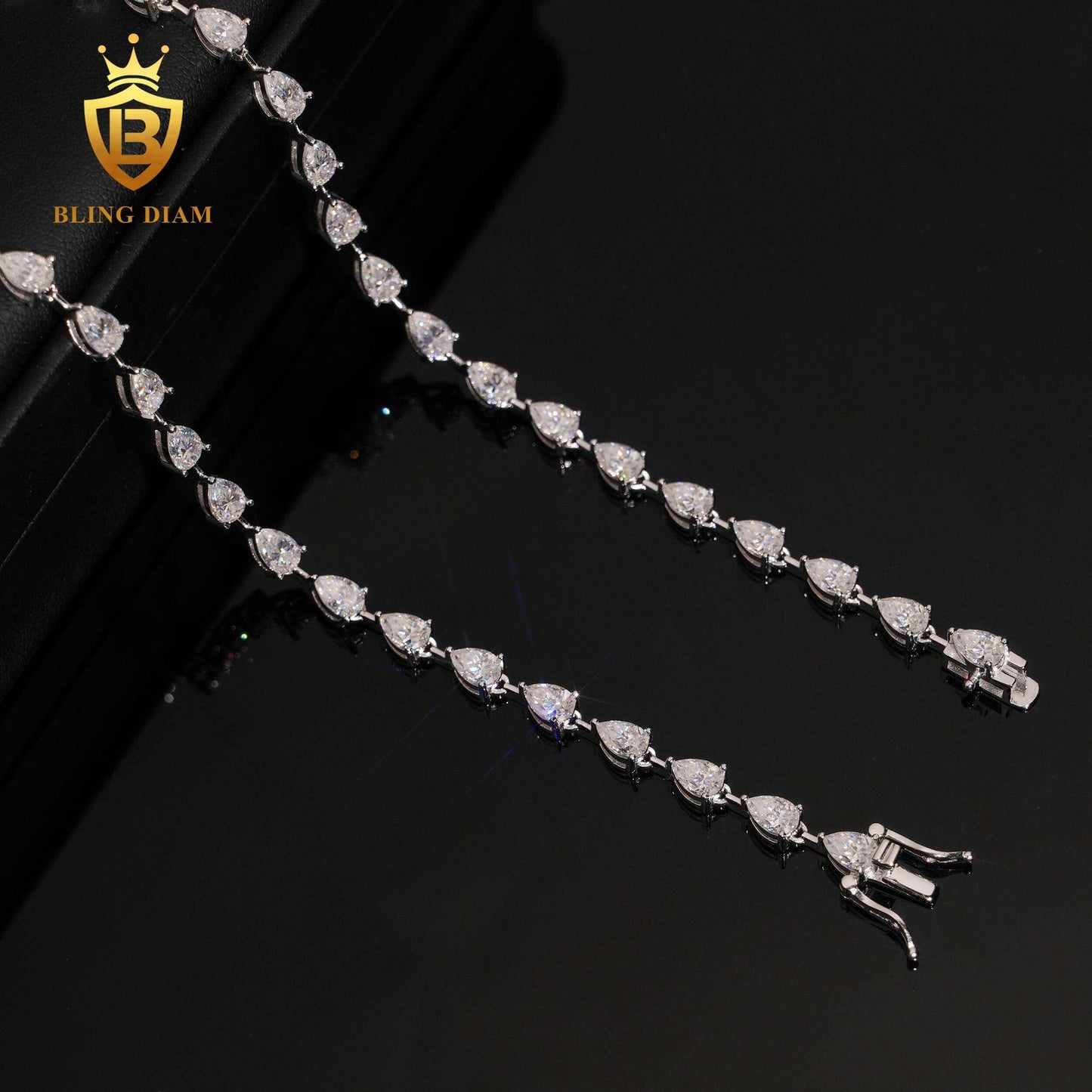 6mm sterling silver VVS Pear Cut Moissanite Tennis Chain