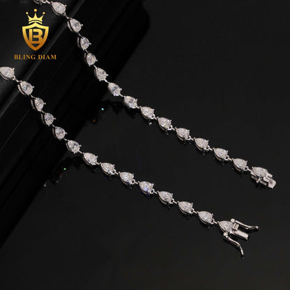 6mm sterling silver VVS Pear Cut Moissanite Tennis Chain