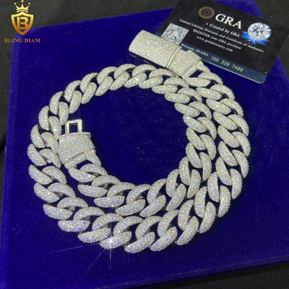 Iced Out Mosaic Setting Moissanite Cuban Chains