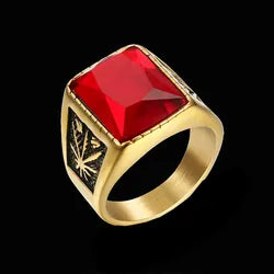 Hiphop weed stone ring