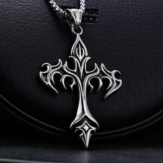 Gothic Flame Cross Pendant