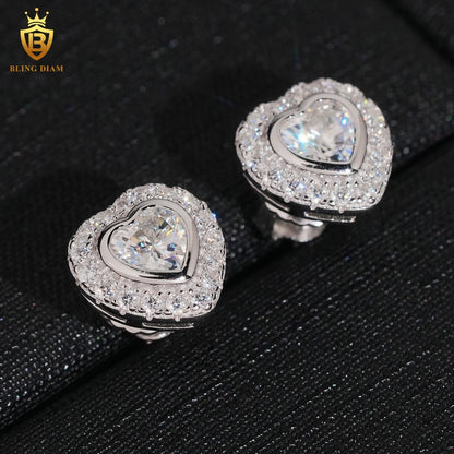 VVS Iced-Out Moissanite Heart Stud Earrings