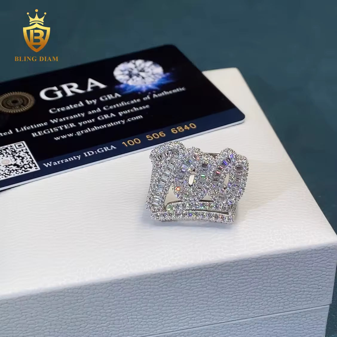 Baguette-cut moissanite ring