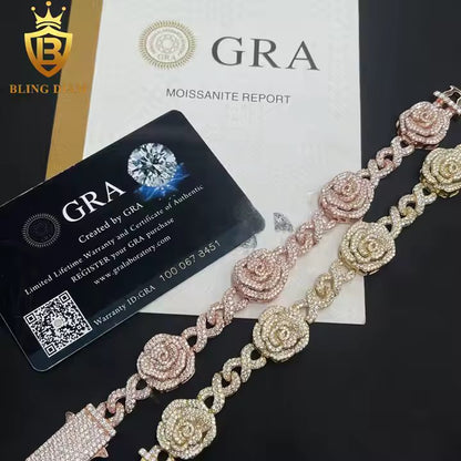 Rose Bracelet - VVS Moissanite, 18K Gold Plated & 924 Sterling Silver