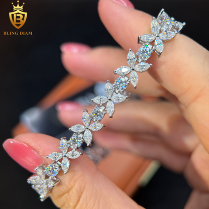 Marquise Cut Four-Leaf Clover Moissanite Bracelet