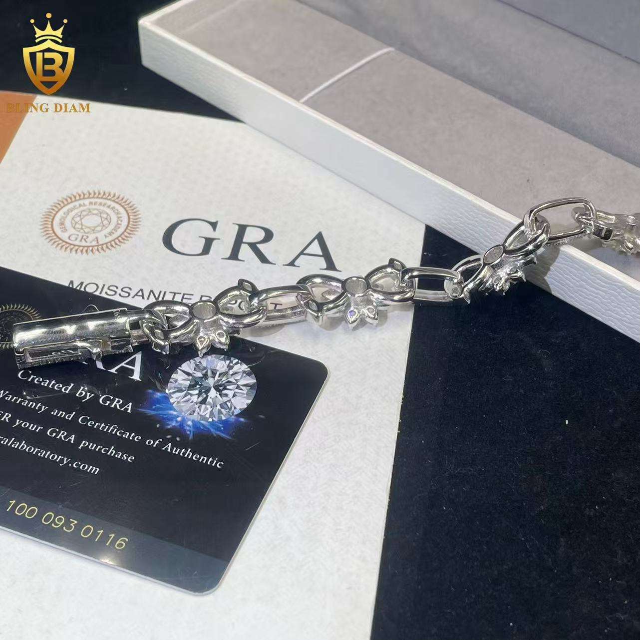 Flower Link Moissanite Cuban Bracelet