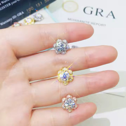 Moissanite Flower Earrings